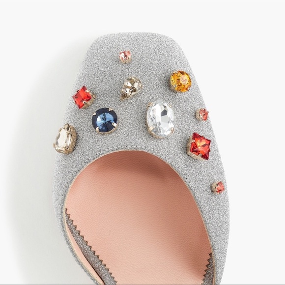 J Crew Vicky Pump With Jewels Silver Glitter 6.5 - Picture 2 of 16